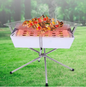 foldable grill with cross base support