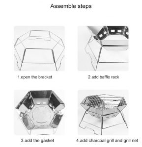 hex design foldable grill, outdoor grill details, BBQ grill details