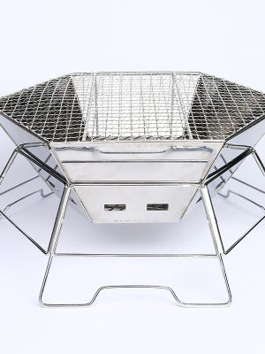 outdoor grill, portable grill hex design, hex design barbeque grill, foldable grill to save packing space