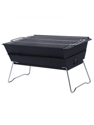 Stainless steel Outdoor barbeque grill with foldable legs in black color