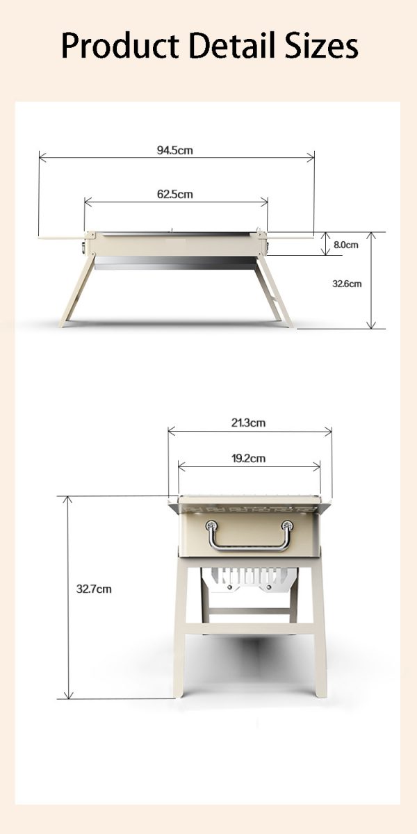 Portable grill, Outdoorgrill detailed size,