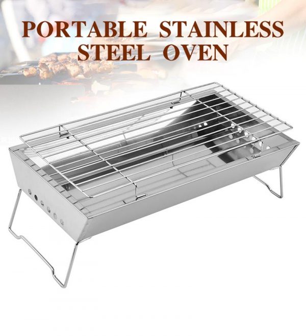 portable stainless steel barbeque grill with foldable legs