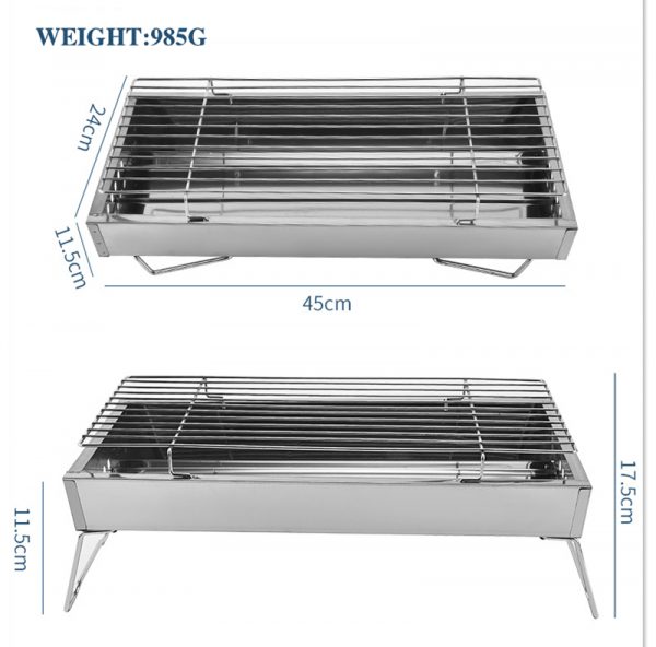 outdoor barbeque grills with foldable legs silver color